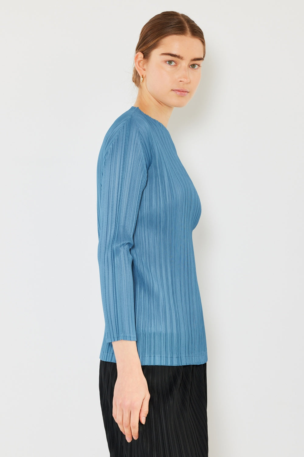 Marina West Swim Pleated Long Sleeve Boatneck Top