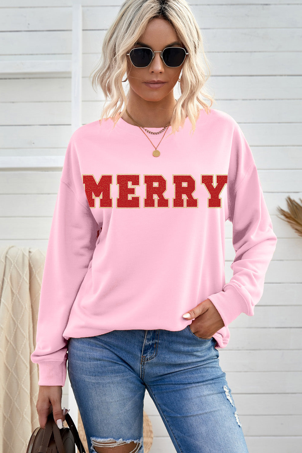 MERRY Graphic Drop Shoulder Sweatshirt