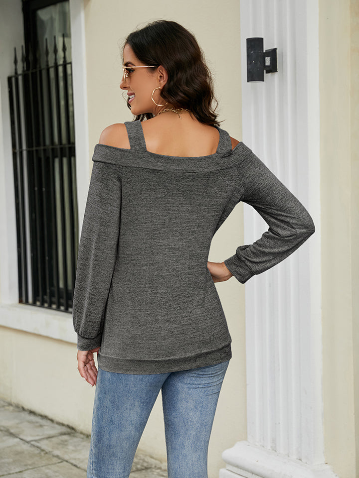 Cold Shoulder Cutout Square Neck Blouse